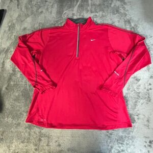Nike Running Dri-FIT Pullover Mens XXL Red Quarter Zip Training Top 481320-602